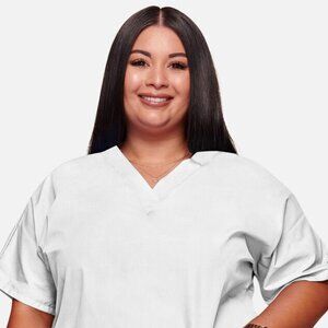 Women's 3-Pocket Dolman V-Neck Scrub Top White 4700